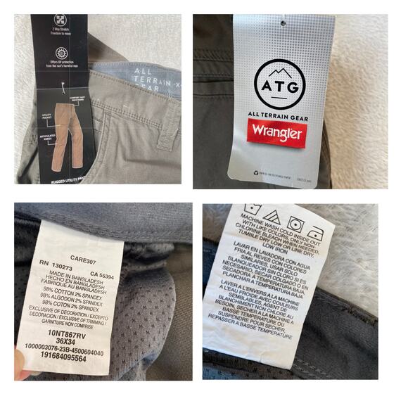 Wrangler ATG All Terrain Gear Utility Pants Men 36X34 Gray Comfort Waistband NWT - Picture 8 of 9